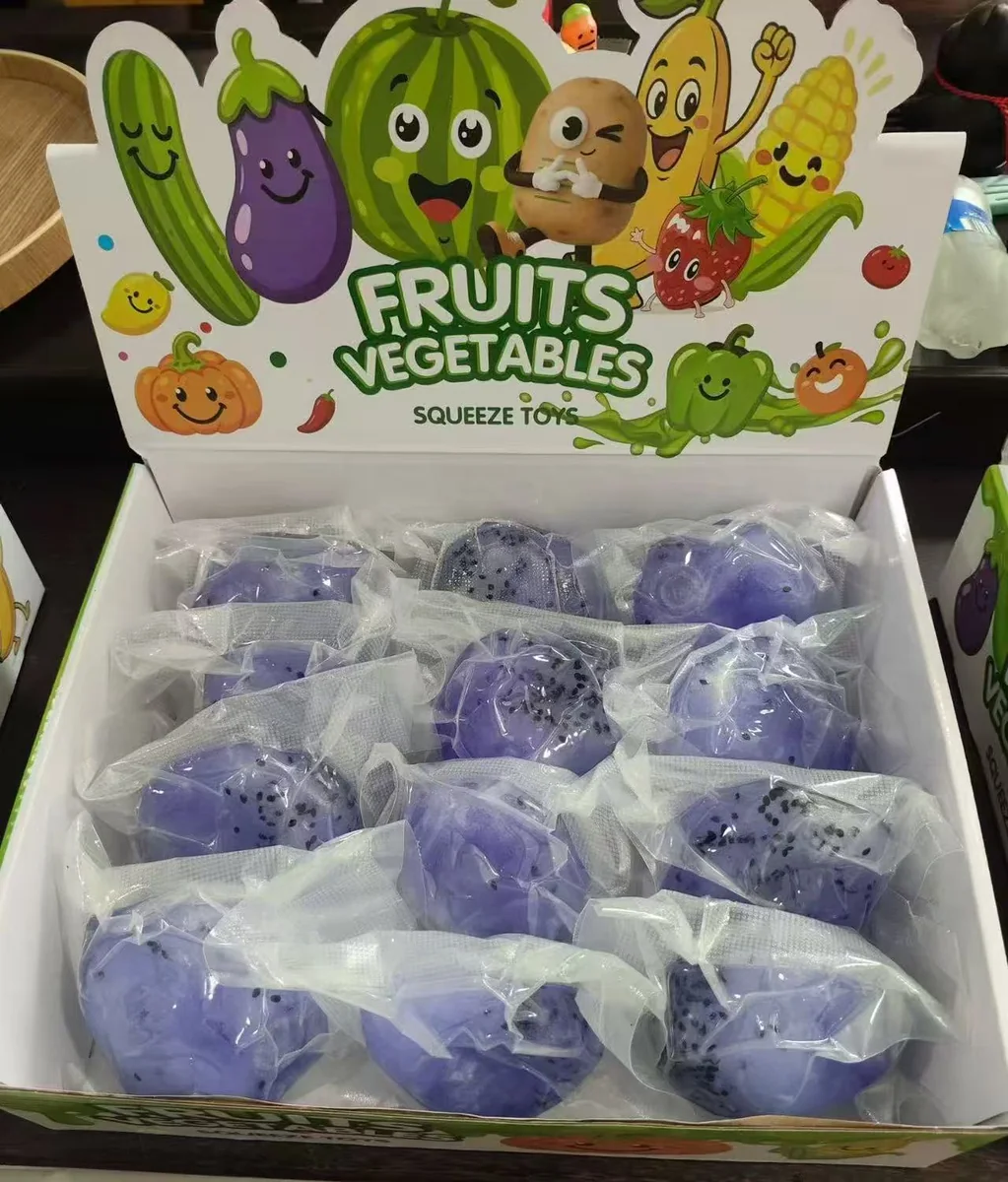 Purple fruit and vegetable squeeze toys